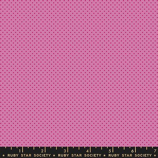 The image is a large pink fabric with a polka dot pattern.