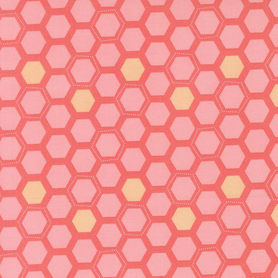 a repeating pattern of pink and yellow hexagons, creating a visually striking and geometric design.