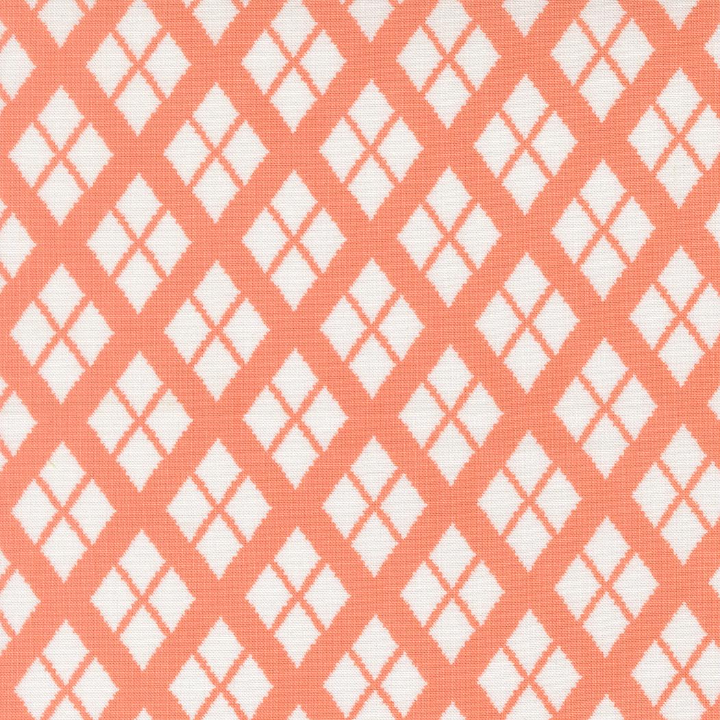 a repeating pattern of white diamond shapes arranged in a diagonal grid on a light orange background.