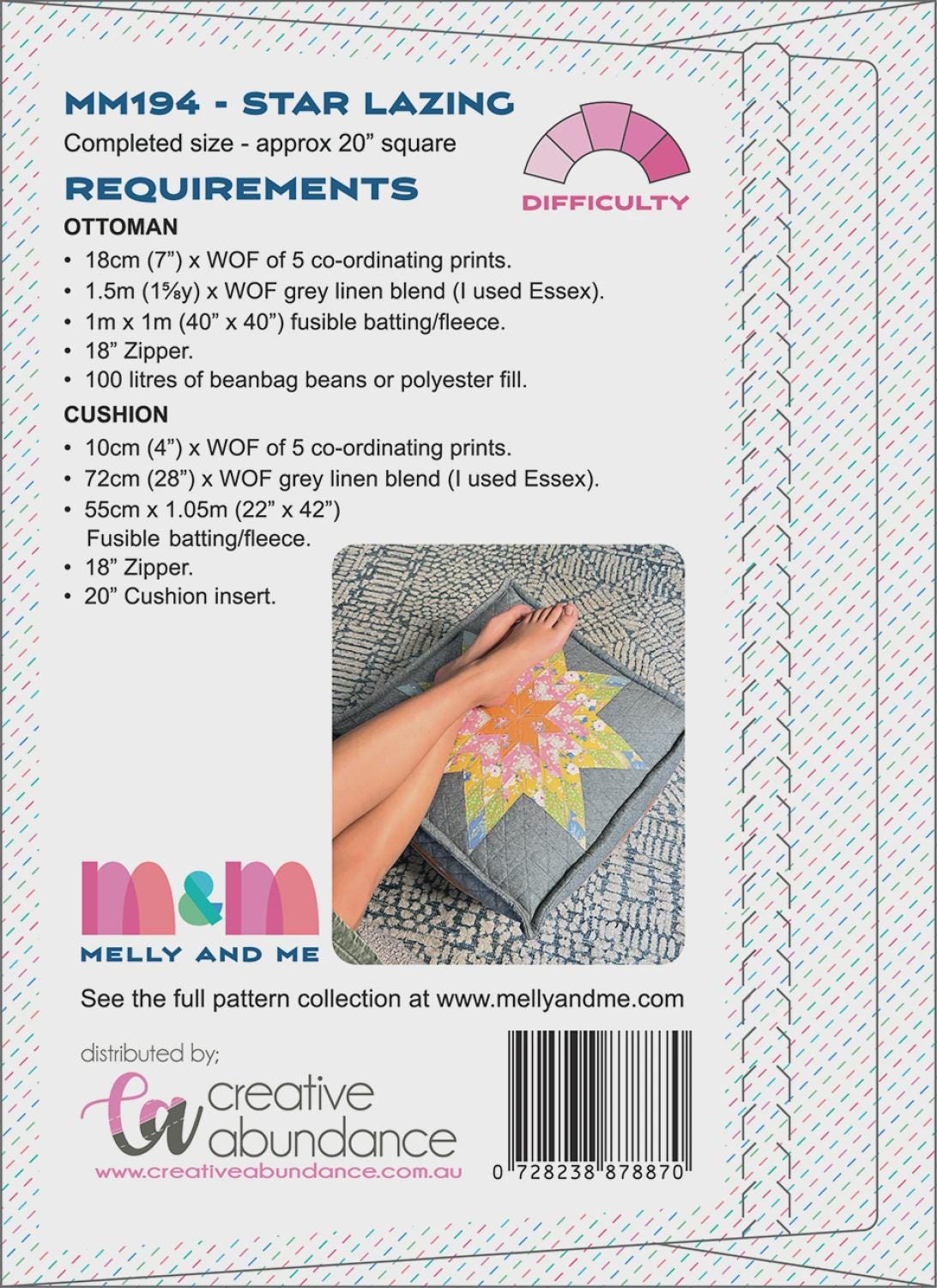 Star Lazing Lone Star Ottoman and Cushion Pattern - CAMM194 by Melly and Me
