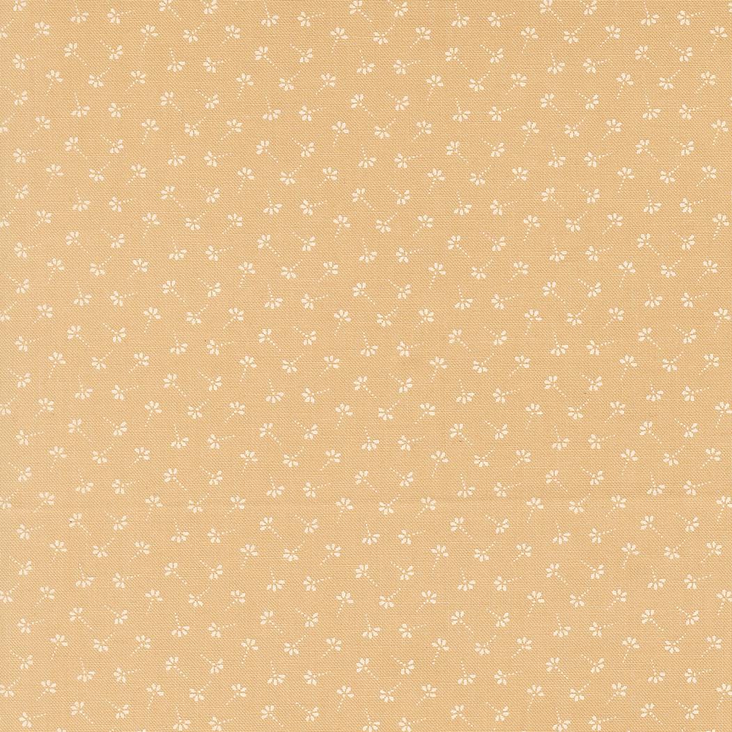 The image is a repeating pattern of small white flowers or leaves on a beige background.