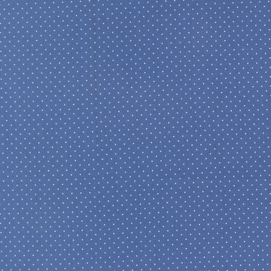 The image is a blue background with white polka dots, creating a playful and whimsical pattern.