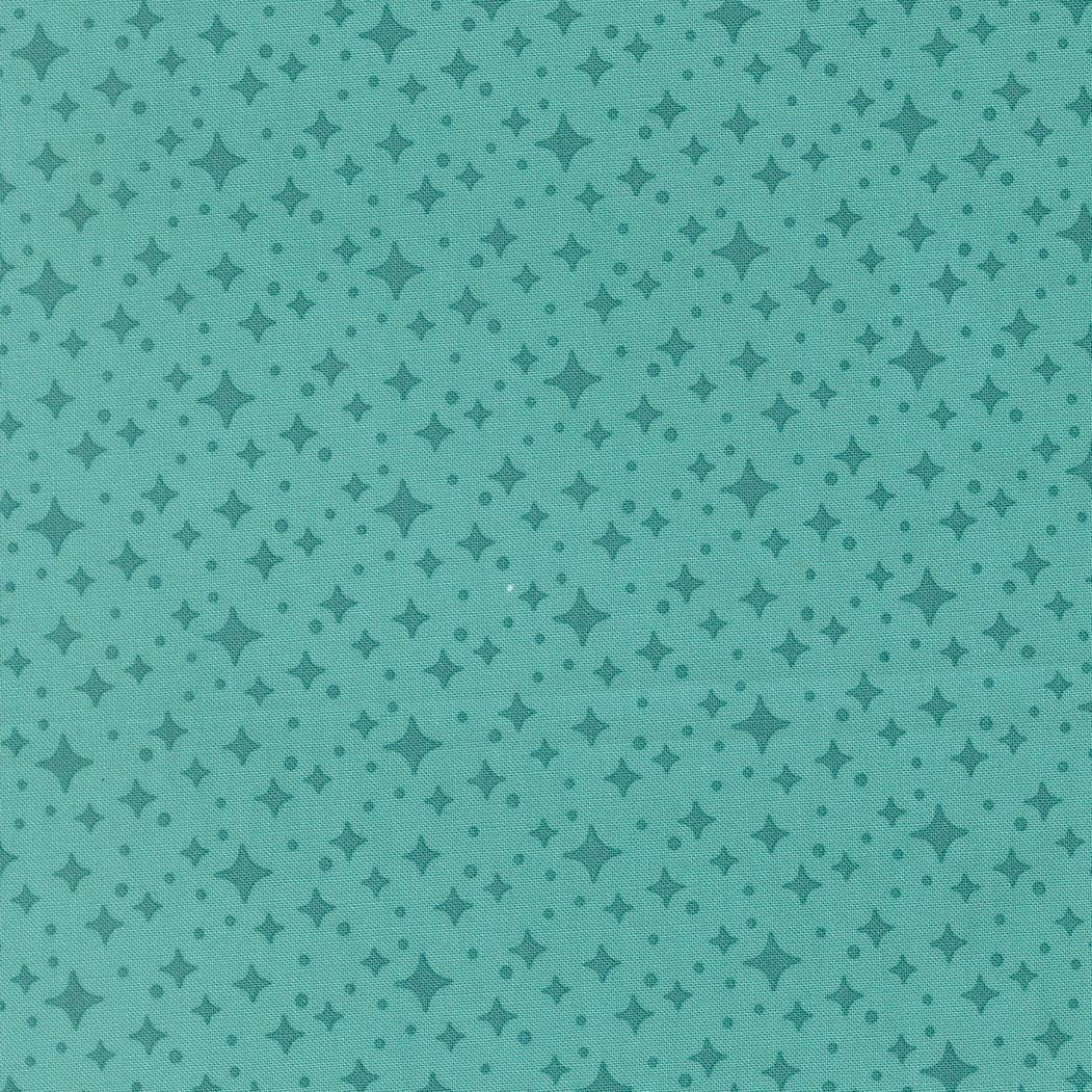 a repeating pattern of small green dots and lines on a light blue background.