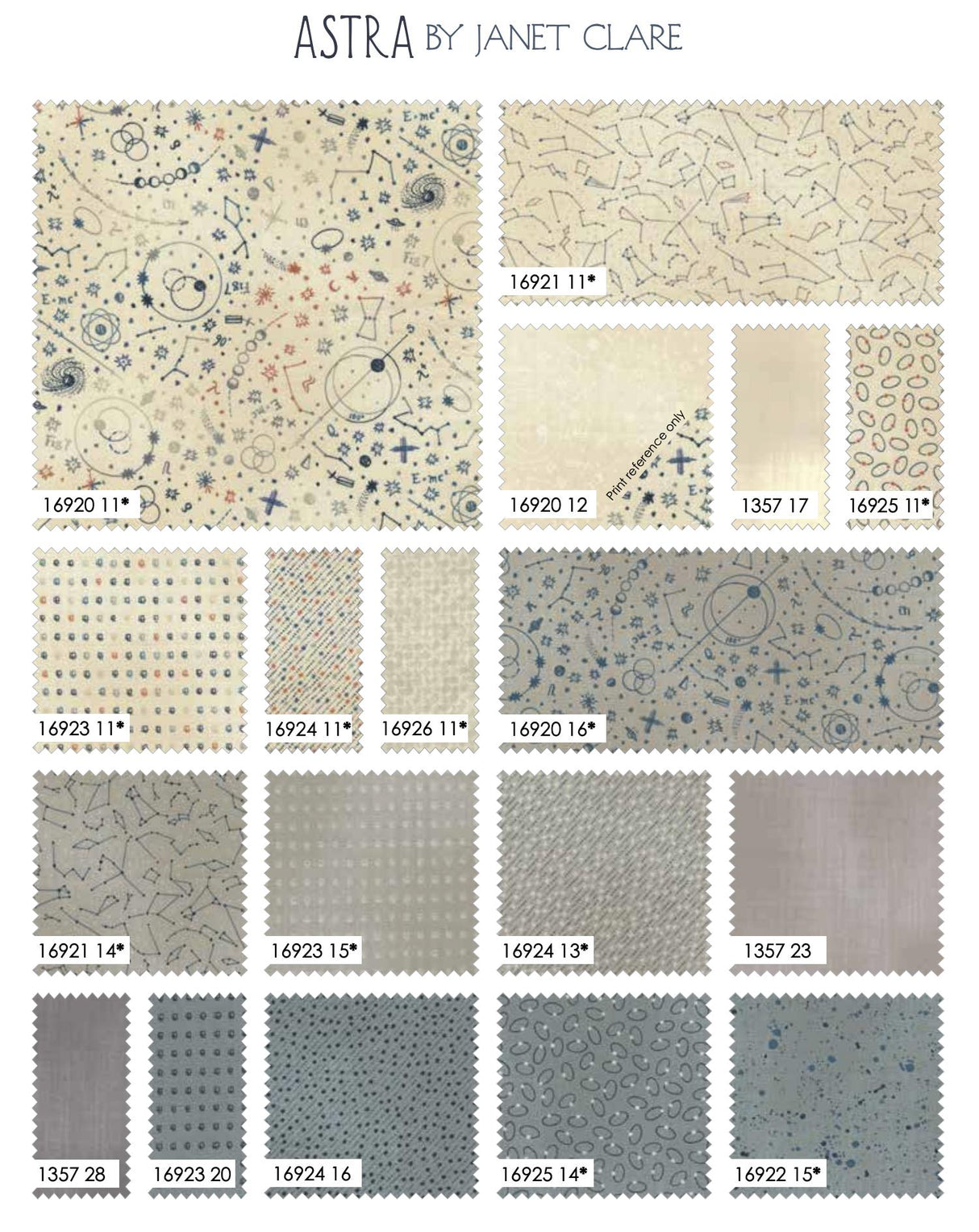 Astra Fat Quarter Bundle 33 skus 16920AB Fat Quarter 18" x 21" Janet Clare