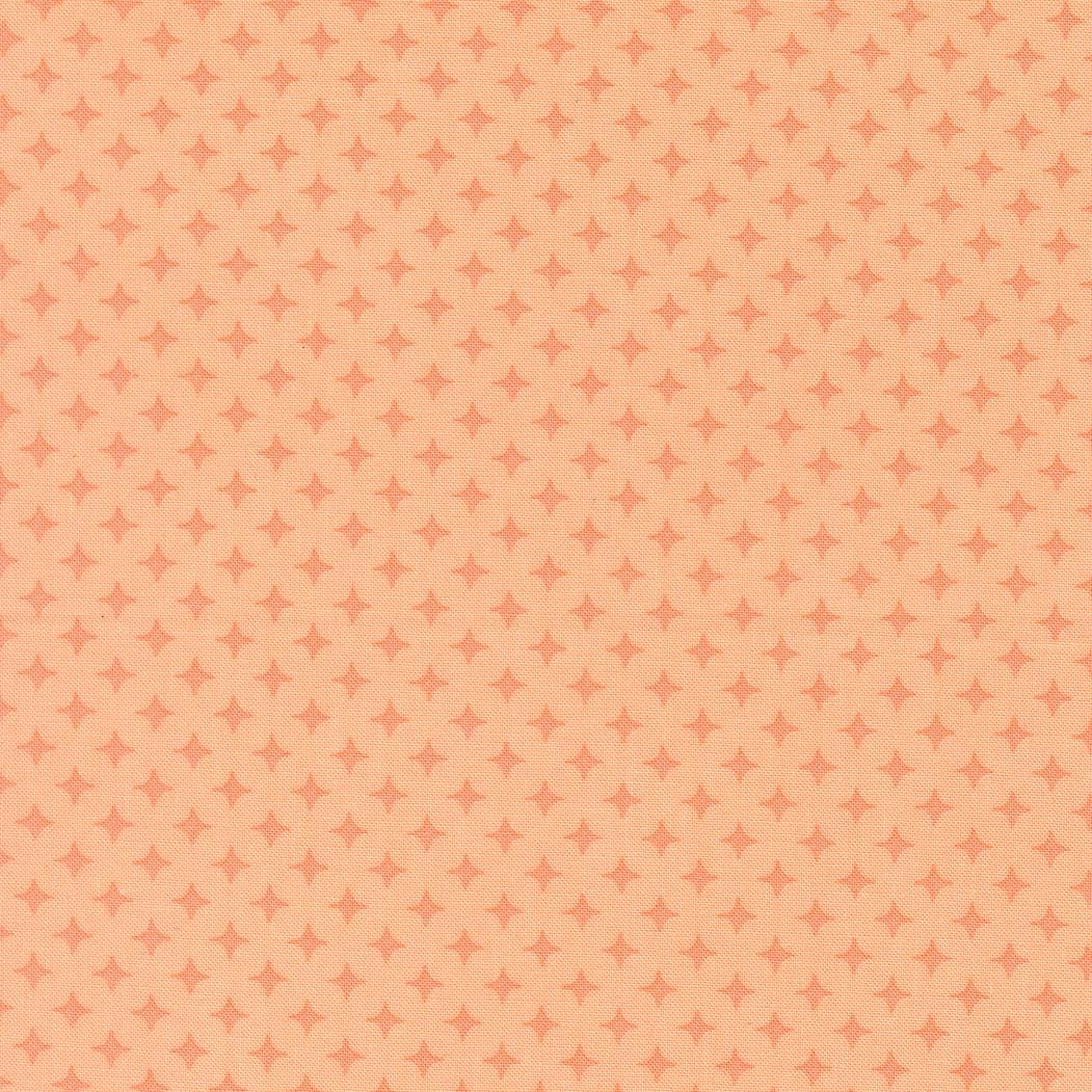 a repeating pattern of small orange and white stars arranged in a diagonal grid-like pattern.