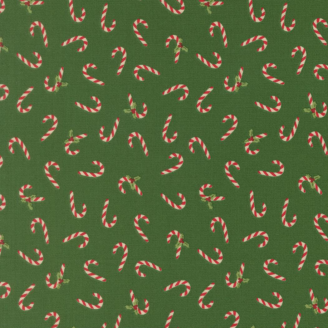 a repeating pattern of red and white striped candy canes against a dark green background.