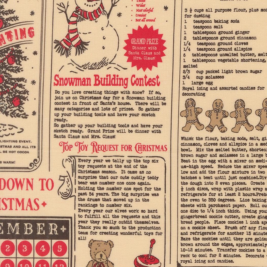 The image is a collage of various Christmas-themed elements, including a snowman, gingerbread houses, and a recipe for gingerbread cookies. The collage also includes text and numbers, such as "Top Toy Request for Christmas" and "Down to Christmas".