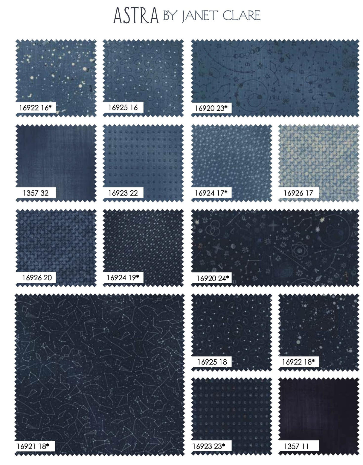 Astra Fat Quarter Bundle 33 skus 16920AB Fat Quarter 18" x 21" Janet Clare