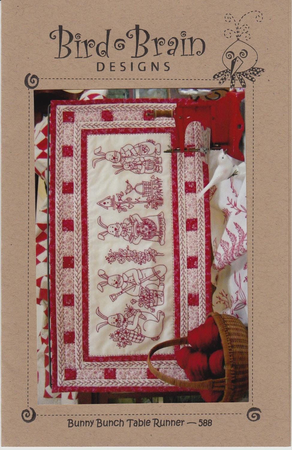 Bunny Bunch Table Runner BBD588 From Bird Brain Designs by Robin Kingsley Printed Pattern Only