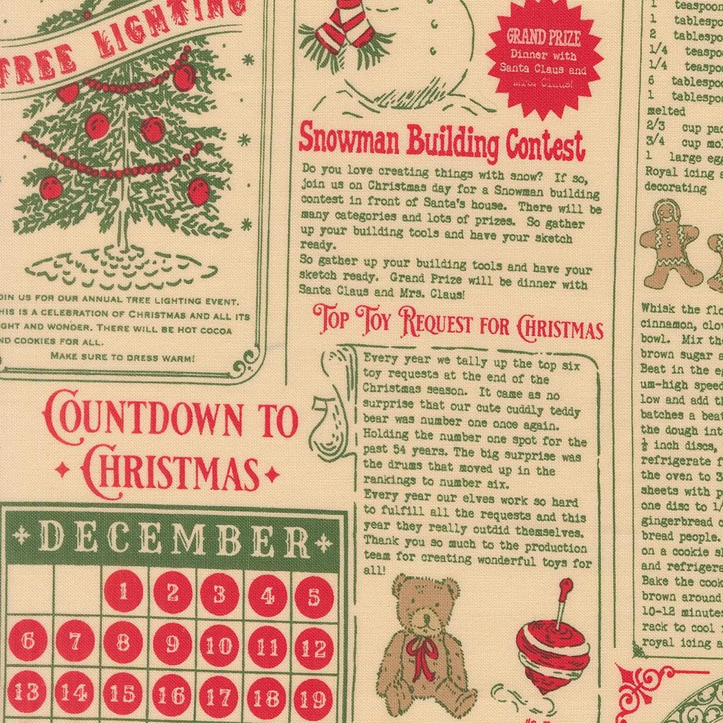 The image is a collage of Christmas-themed elements, including a Christmas tree, a snowman, and a calendar for December.