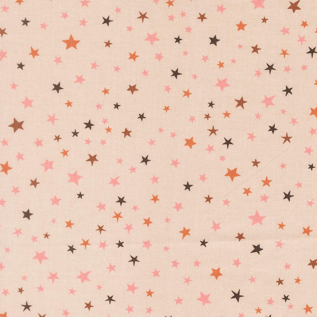 a pattern of small stars in various shades of pink and brown, scattered across a light-colored background.