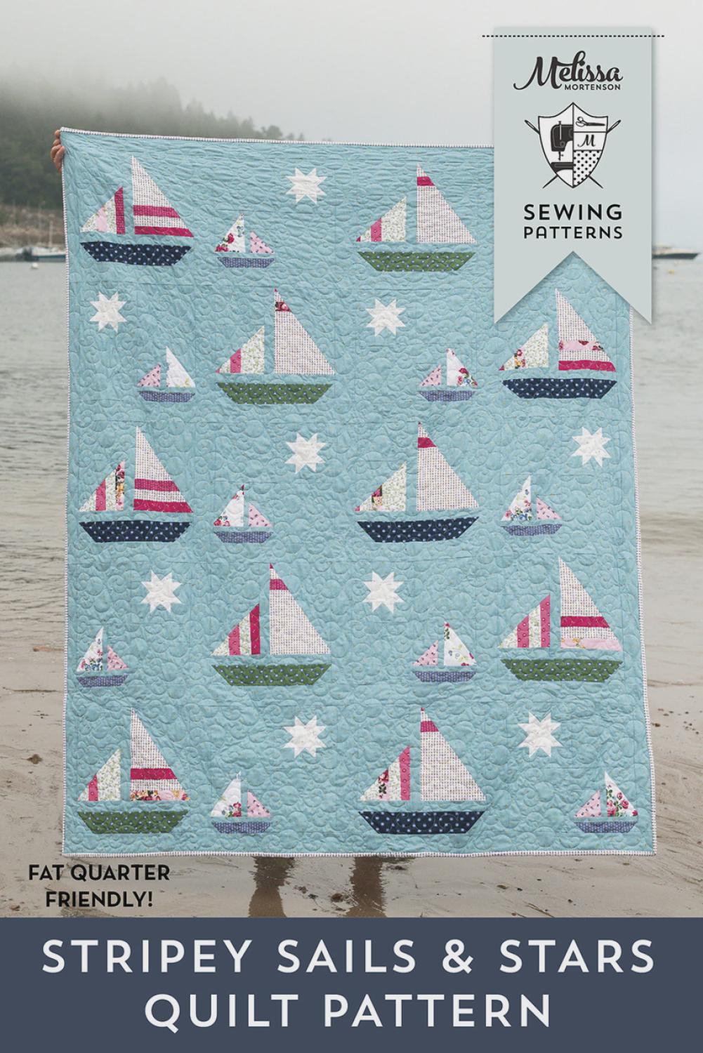 Stripey Sails & Stars Quilt Pattern PDC0649 by Melissa Mortenson of Polka Dot Chair 58" x 72"