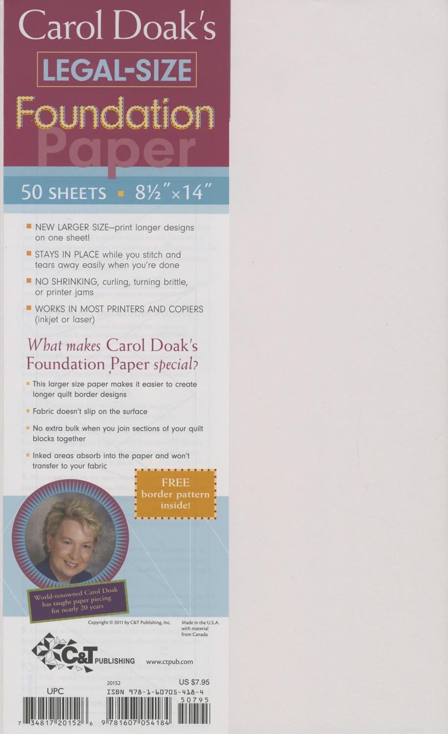 Foundation Paper By Carol Doak 20152 8-1/2in x 14in - 50Sheets