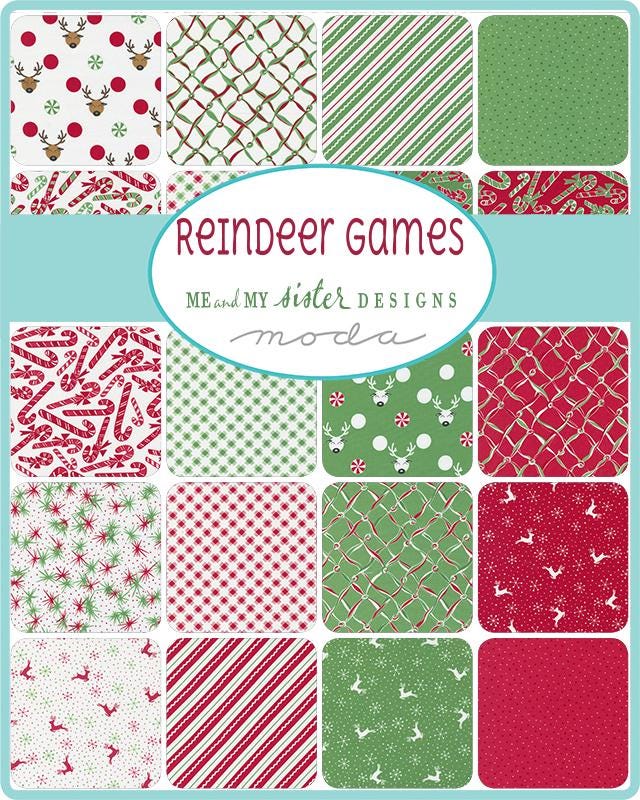 Reindeer Games Reindeer Snowflakes Winter White Yardage 22446-11 By Me And My Sister Designs Sold In 1/2 Yard Increments Cut Continuously