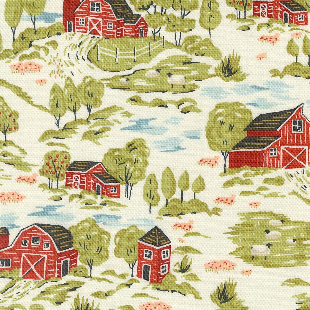 Farmstead Barns Porcelain Yardage by Stacy Iest Hsu for Moda Fabrics 20901 11 Sold in 1/2 Yard increments