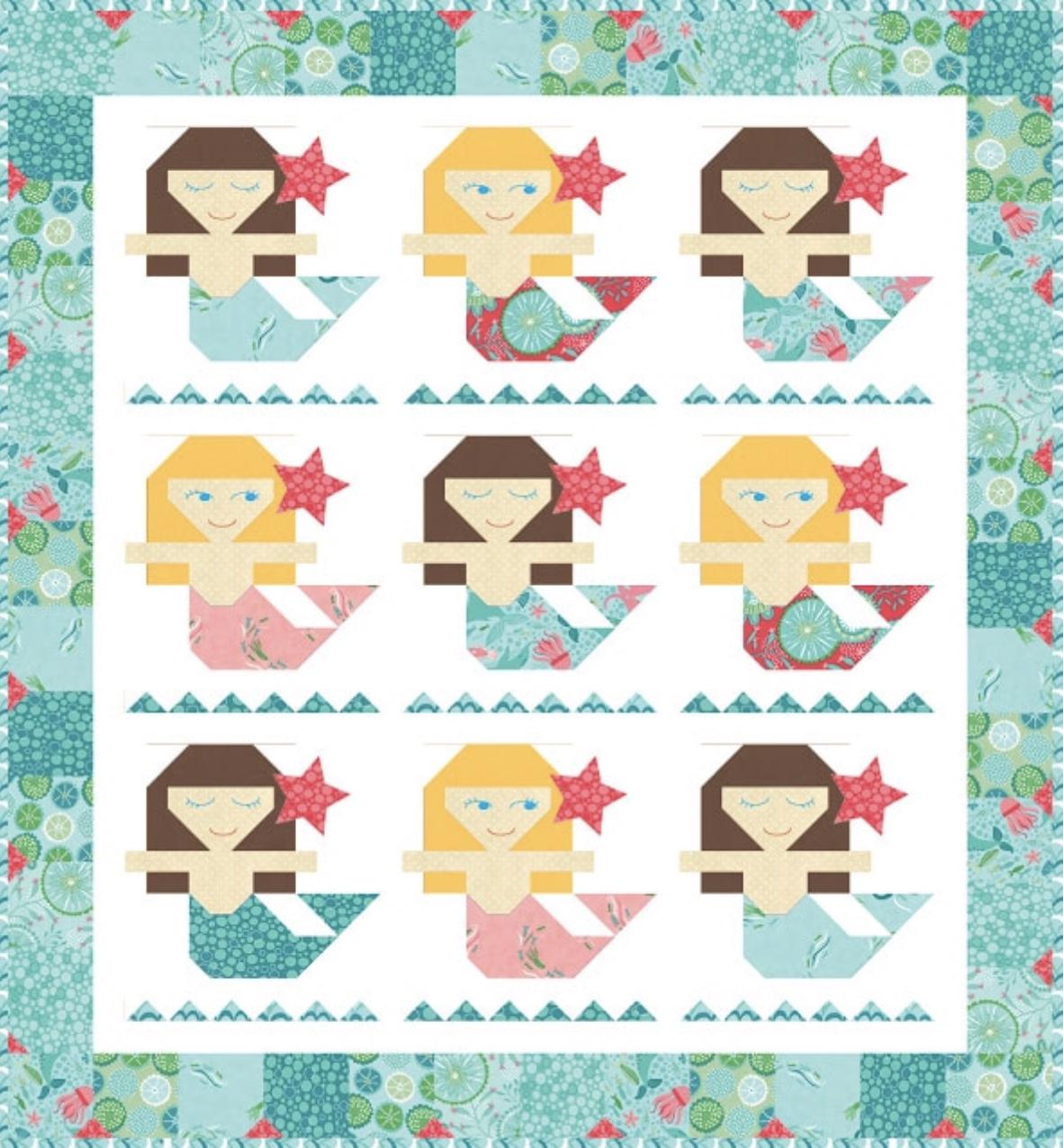 Aloha Mermaid Quilt Pattern by Sanchia Gain from Little Red Brolly Printed Pattern Only
