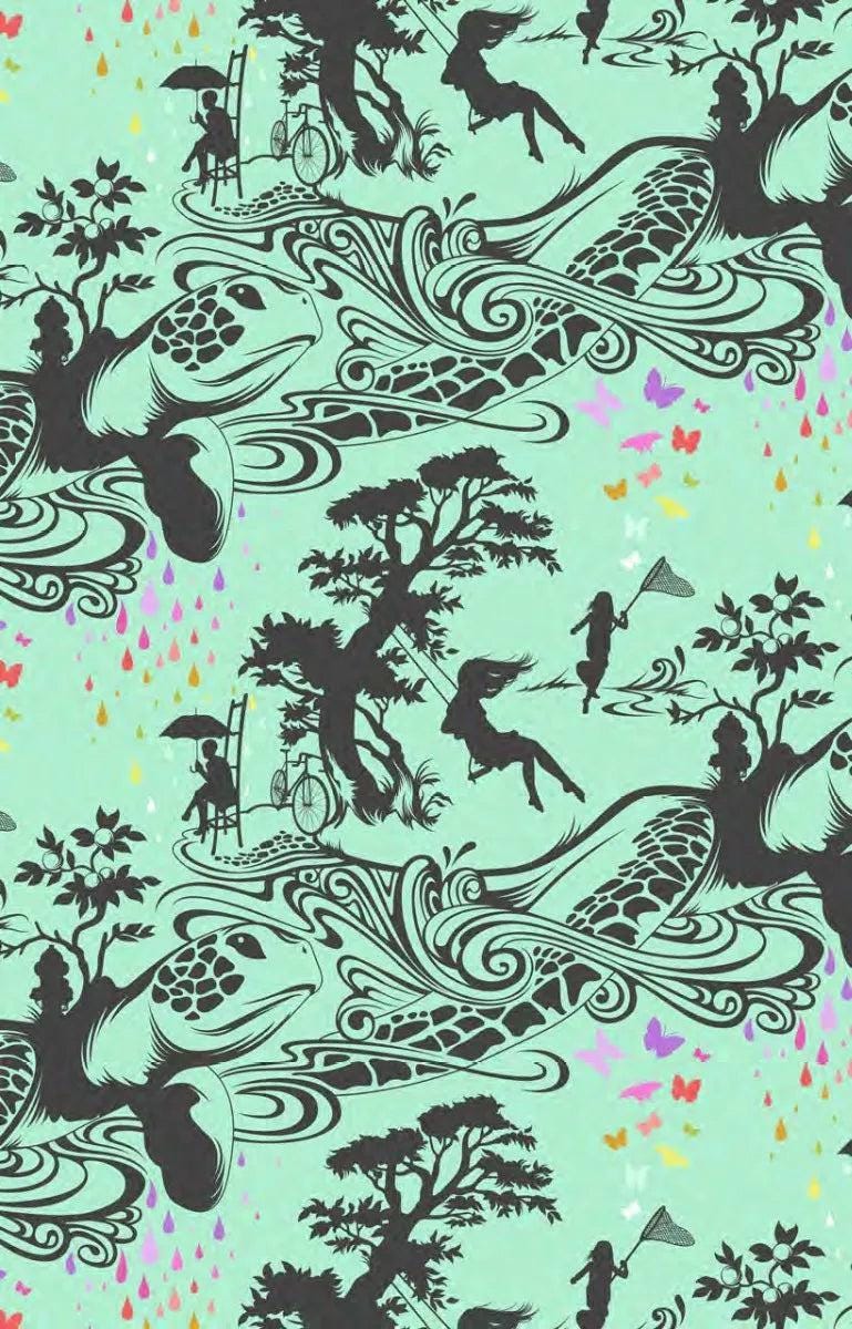 Deja Vu Prince Charming Sweet Mint Turtle Bay Yardage PWTP276-Sweetmint by Tula Pink for Free Spirit Fabrics 1/2 yard increments