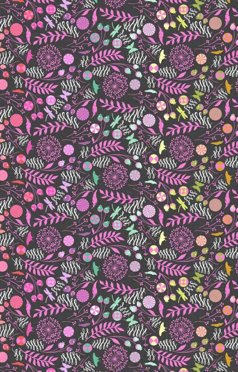 Deja Vu Prince Charming Licorice Dandelion Yardage PWTP279-Licorice by Tula Pink for Free Spirit Fabrics 1/2 yard increments