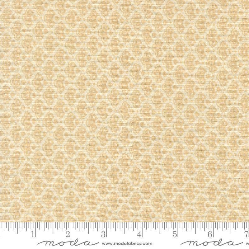 The image is a fabric with a repeating pattern of a yellow flower design.