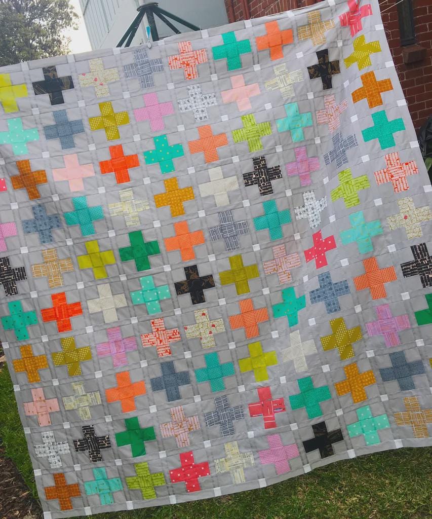 Little Crosses Quilt Pattern EJ003 by Emma Jean Jansen - Advanced Beginner - Makes 3 sizes perfect for using your scraps