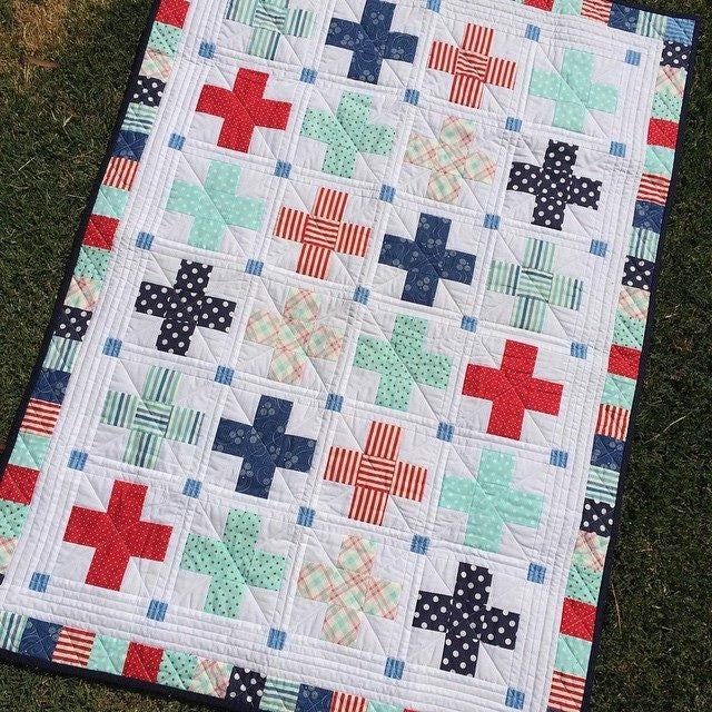 Little Crosses Quilt Pattern EJ003 by Emma Jean Jansen - Advanced Beginner - Makes 3 sizes perfect for using your scraps