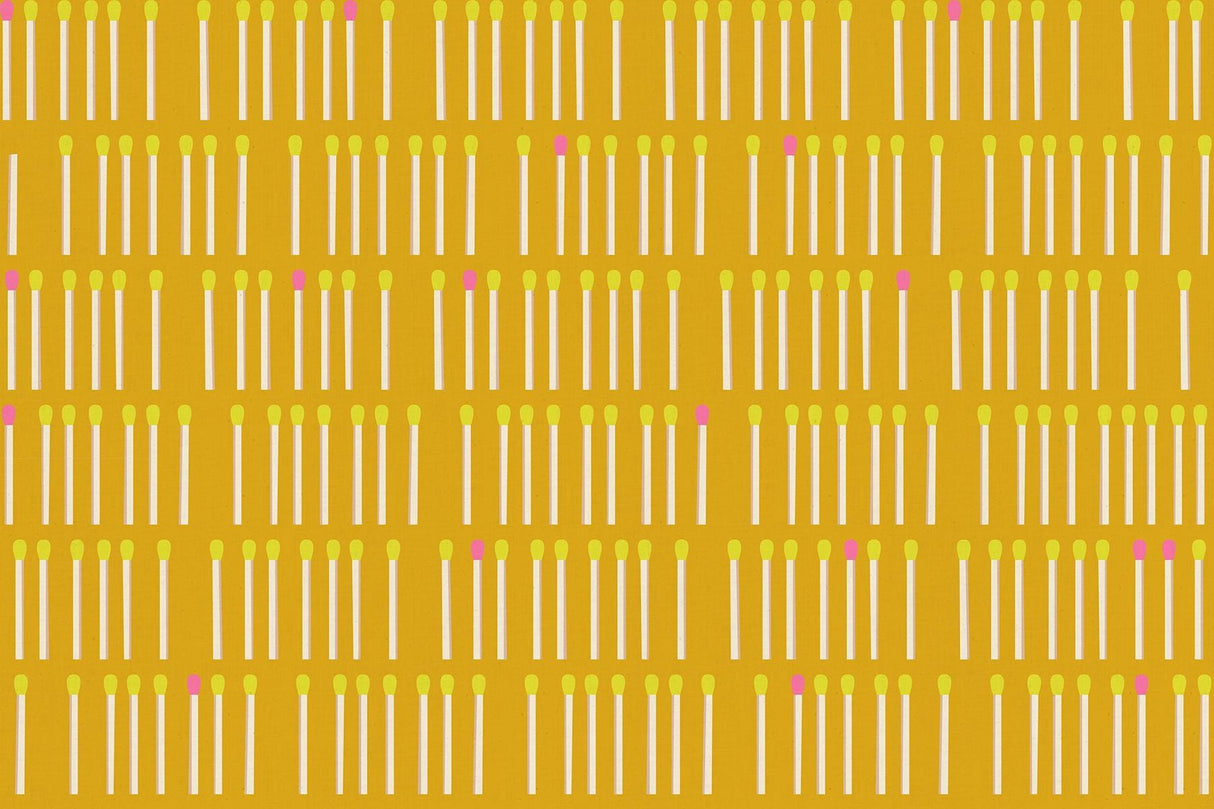 a repeating pattern of yellow and white vertical lines, creating a visually striking and symmetrical design.