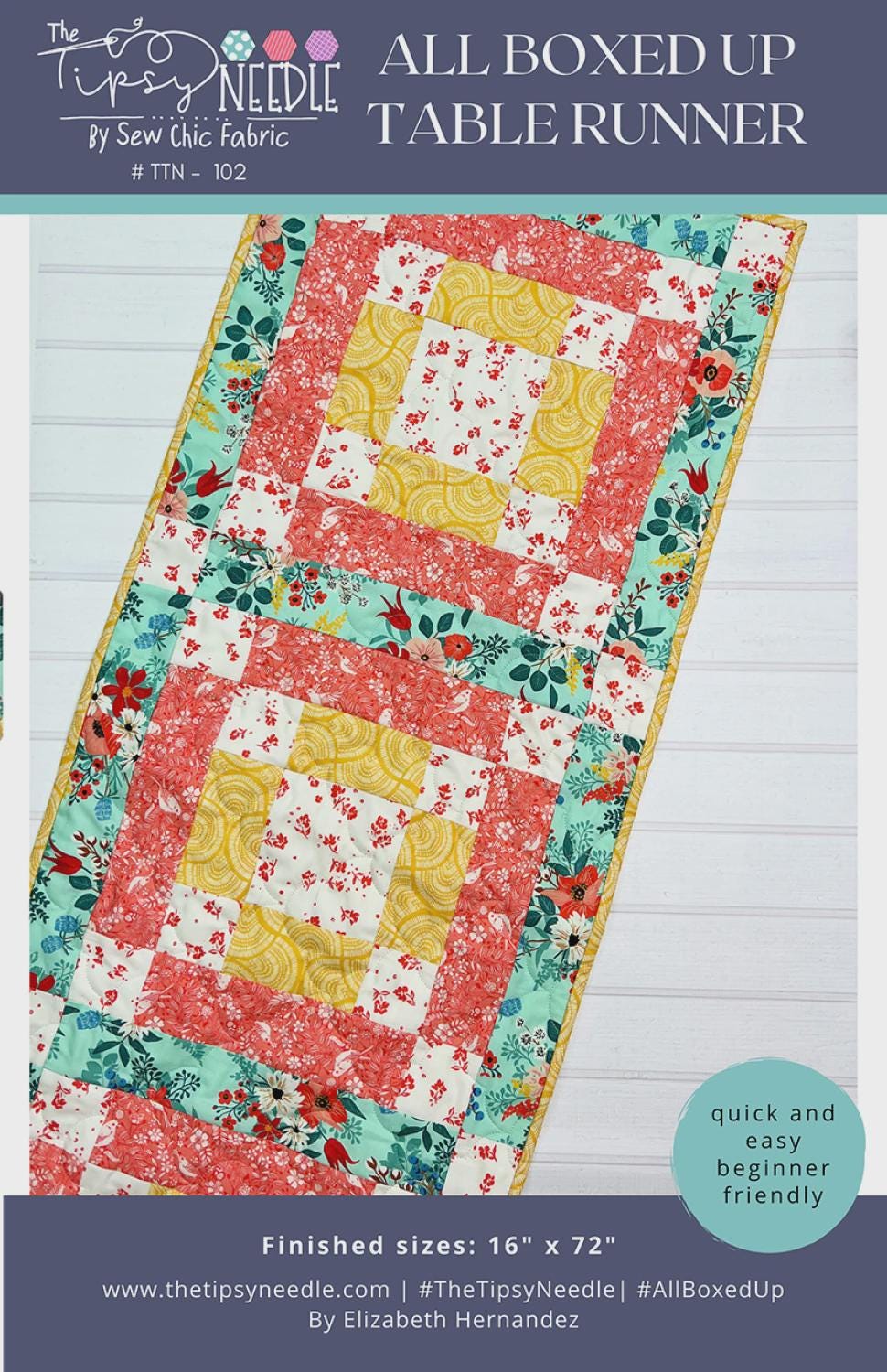 All Boxed Up Table Tablerunner Pattern by Tipsy Needle TTN-102