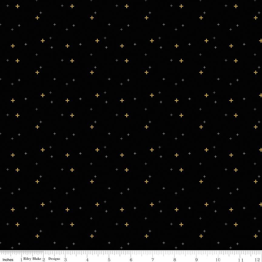 Riley Blake Sparkler Black Yardage by Melissa Mortenson for Riley Blake Designs SC650-BLACK Sold in 1/2 yard increments