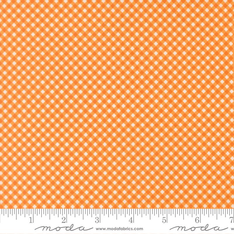 a repeating pattern of orange and white squares, creating a checkered or gingham-like design.