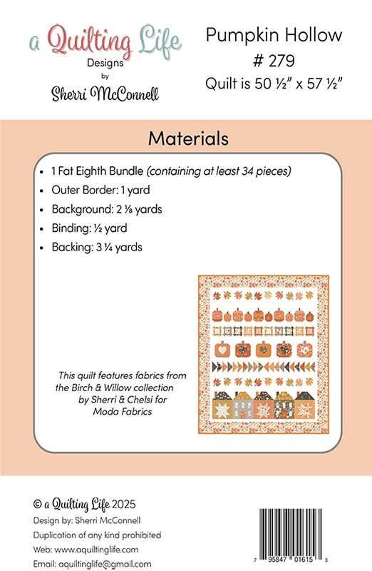 Pumpkin Hollow Quilt Pattern QLD 279 A Quilting Life Designs by Sherri McConnell Printed Pattern Only