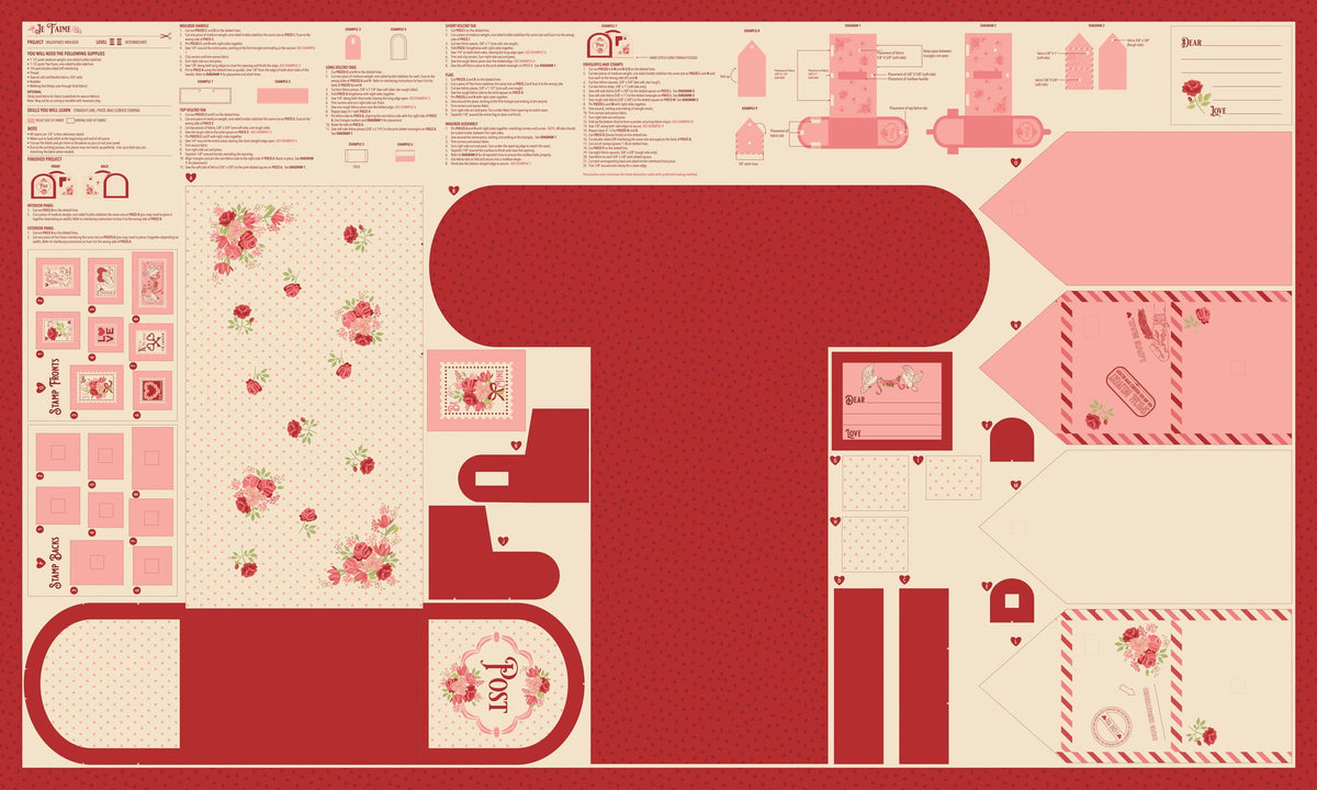 The image is a detailed technical diagram or instruction manual, likely for a sewing machine or other crafting equipment. It contains various components and parts, such as a red circle, a pink heart, and other floral designs, as well as text and labels providing information about the equipment. The diagram appears to be a comprehensive guide or instruction manual for the use of the equipment.