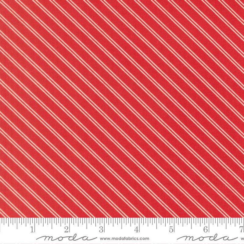 a red fabric with white diagonal stripes.
