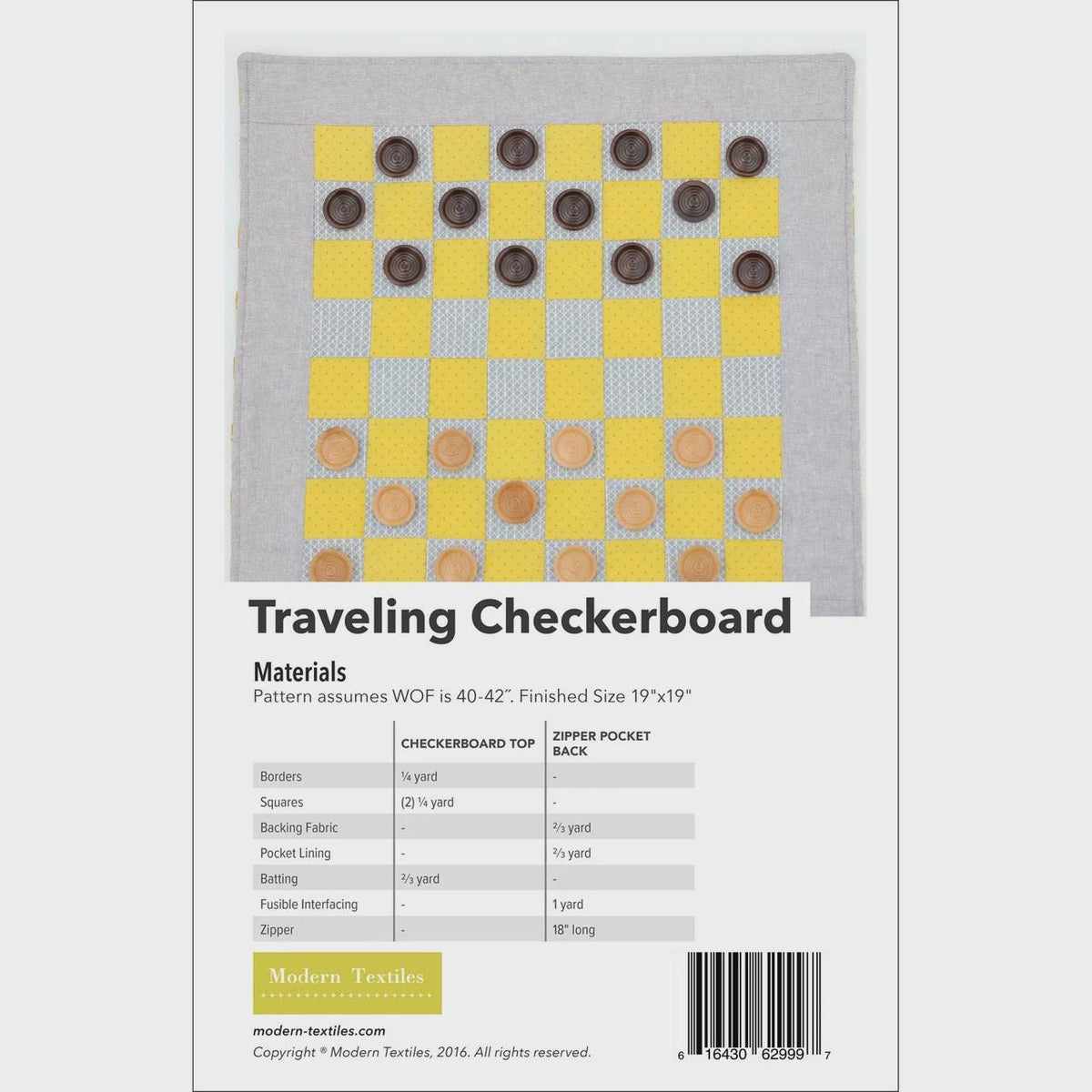 Traveling Checkerboard Pattern MODMT01 by Katie Hanson for Modern Textiles - Size: 19” x 19"