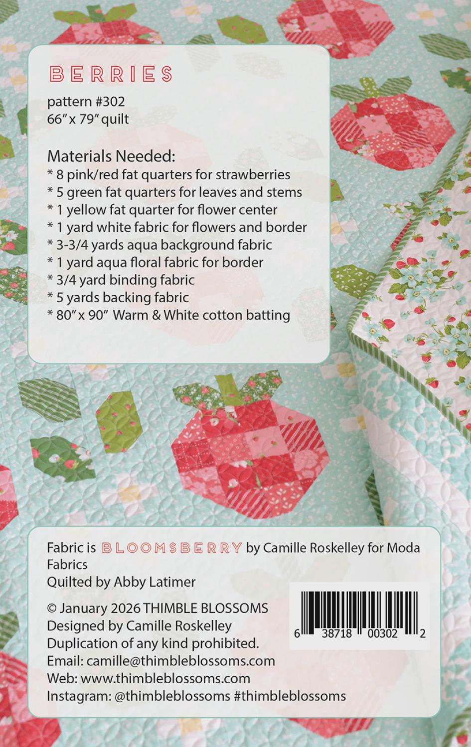 Berries Printed Pattern ONLY, From Thimble Blossoms By Camille Roskelley TBL302