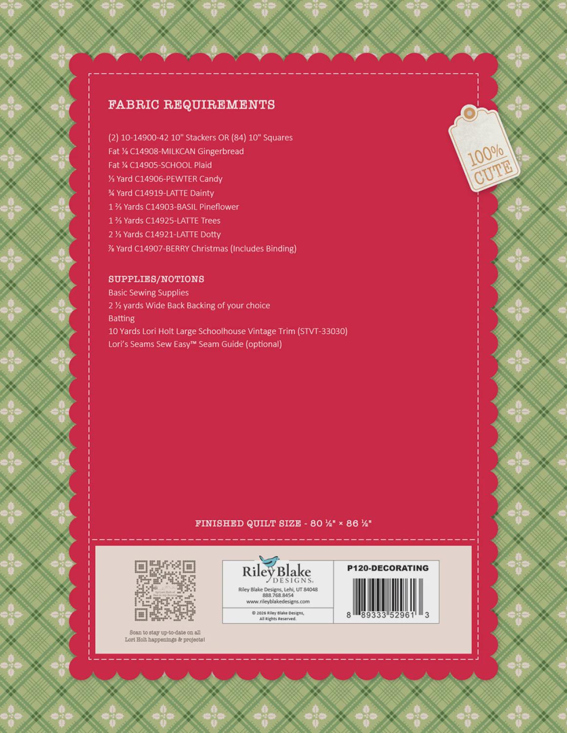 Decorating the Tree - Home Town Holiday Pattern P120-Decorating by Lori Holt of Bee in my Bonnet