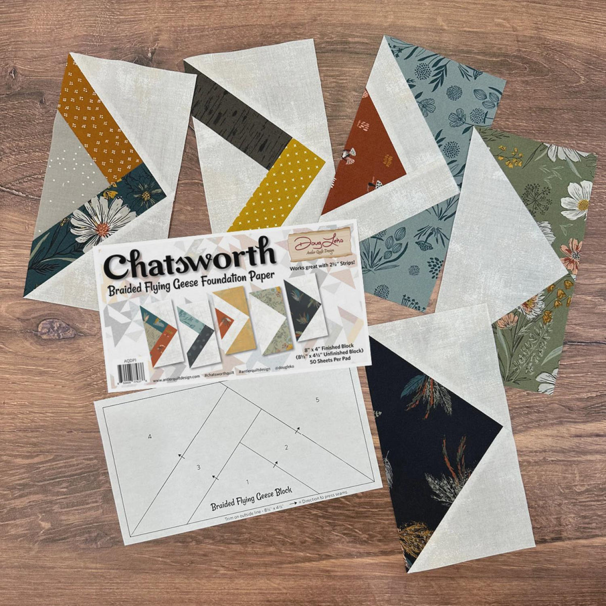 Chatsworth Braided Flying Geese Foundation Paper AQDP1 Antler Quilt Design Printed Pattern Only