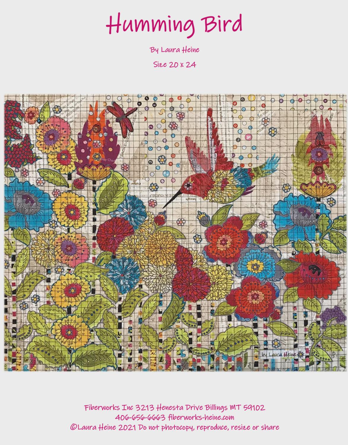 Humming Bird Collage Patterns LHFWHB From Fiberworks INC, By Laura Heine, Paper pattern ONLY