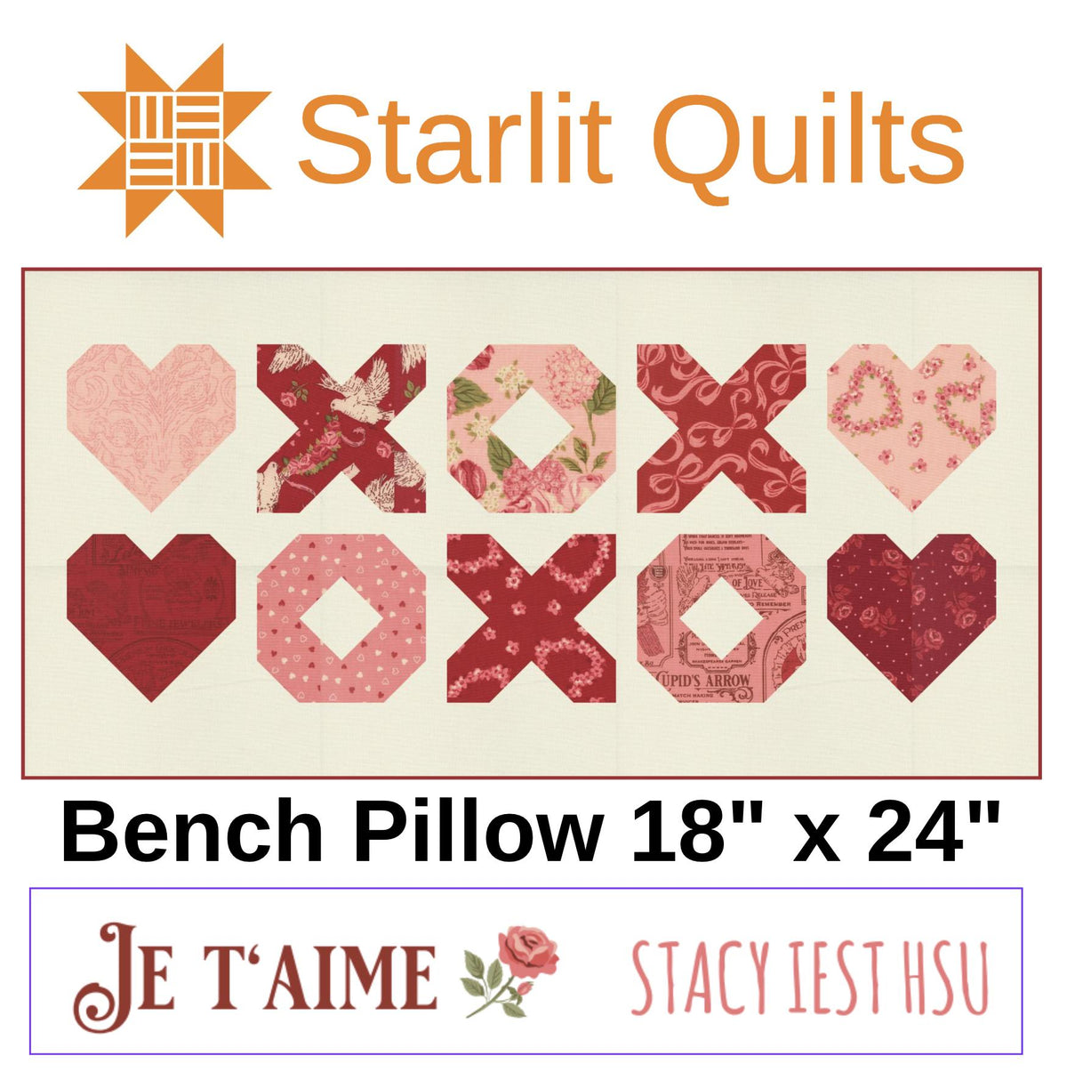 Sweetheart Pillow SLF 2222 by Chrissy Lux for Sew Lux Fabric 12"x 24" - Printed Pattern Only