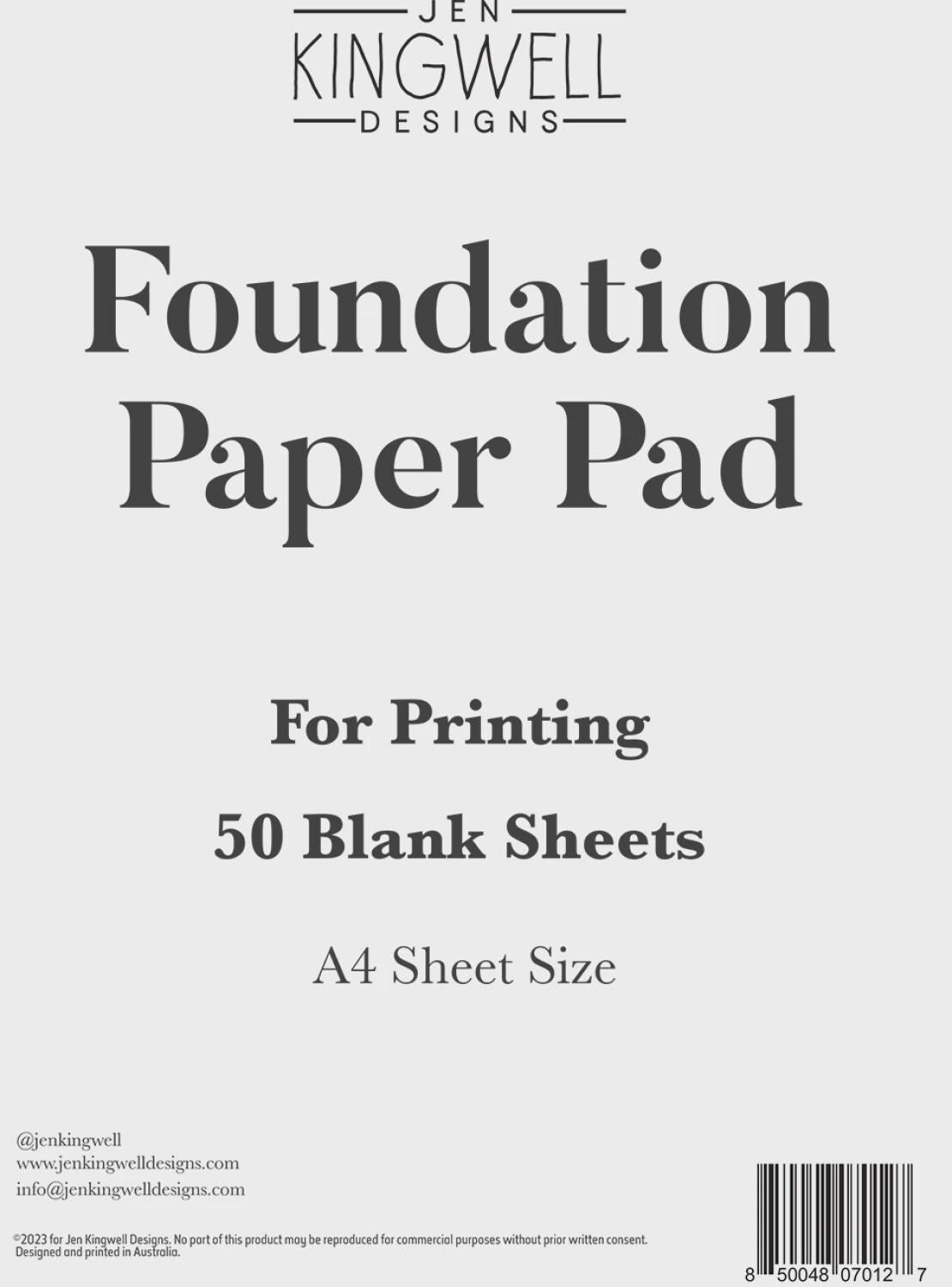 Foundation Paper Pad for Printing in A4 size JKD0127 by Jen Kingwell Designs