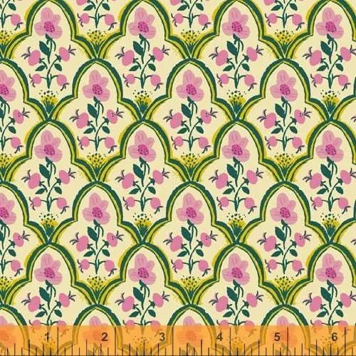 Malibu Heather Ross Wood Block Pink Yardage for Windham Fabrics 52151-7