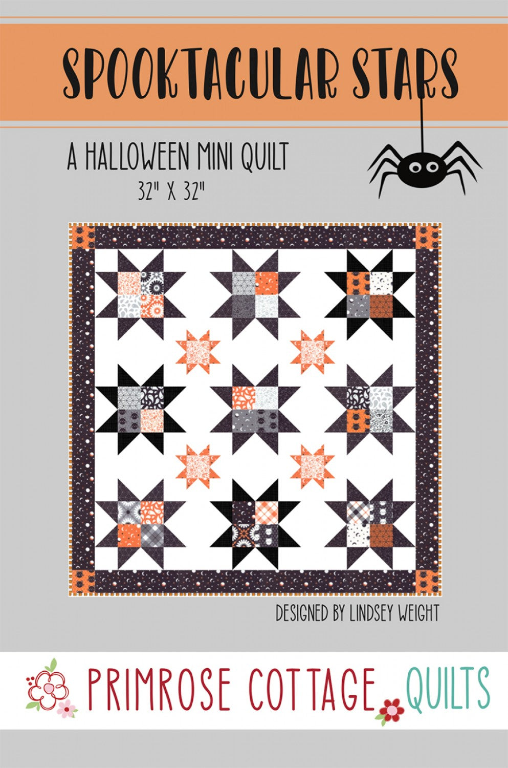 Spooktacular Stars Mini Quilt Pattern 32" x 32" by Primrose Cottage PCQ-023