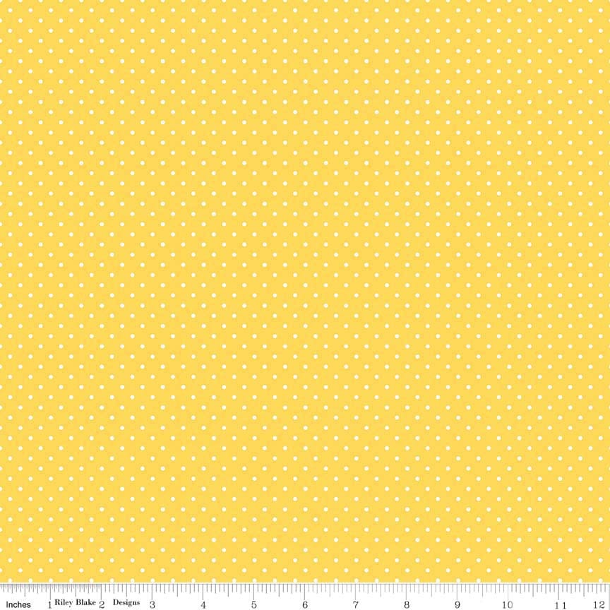 White Swiss Dot on Yellow Yardage by Riley Blake Designs - C670-50 Yellow