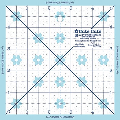 Free Ship -*- Cute Cuts Trim it Square ruler set by Lori Holt, sizes: 2.5”, 3.5”, 4.5”, 5.5”, 6.5” STTI-6018