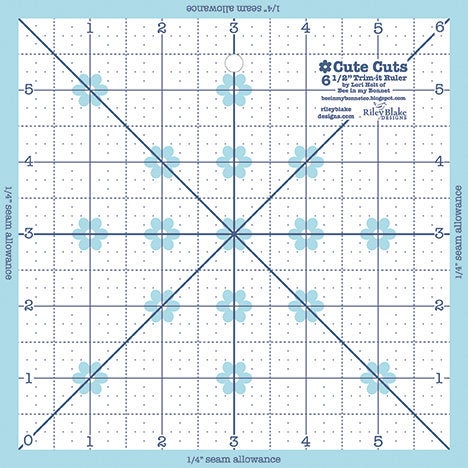 Free Ship -*- Cute Cuts Trim it Square ruler set by Lori Holt, sizes: 2.5”, 3.5”, 4.5”, 5.5”, 6.5” STTI-6018