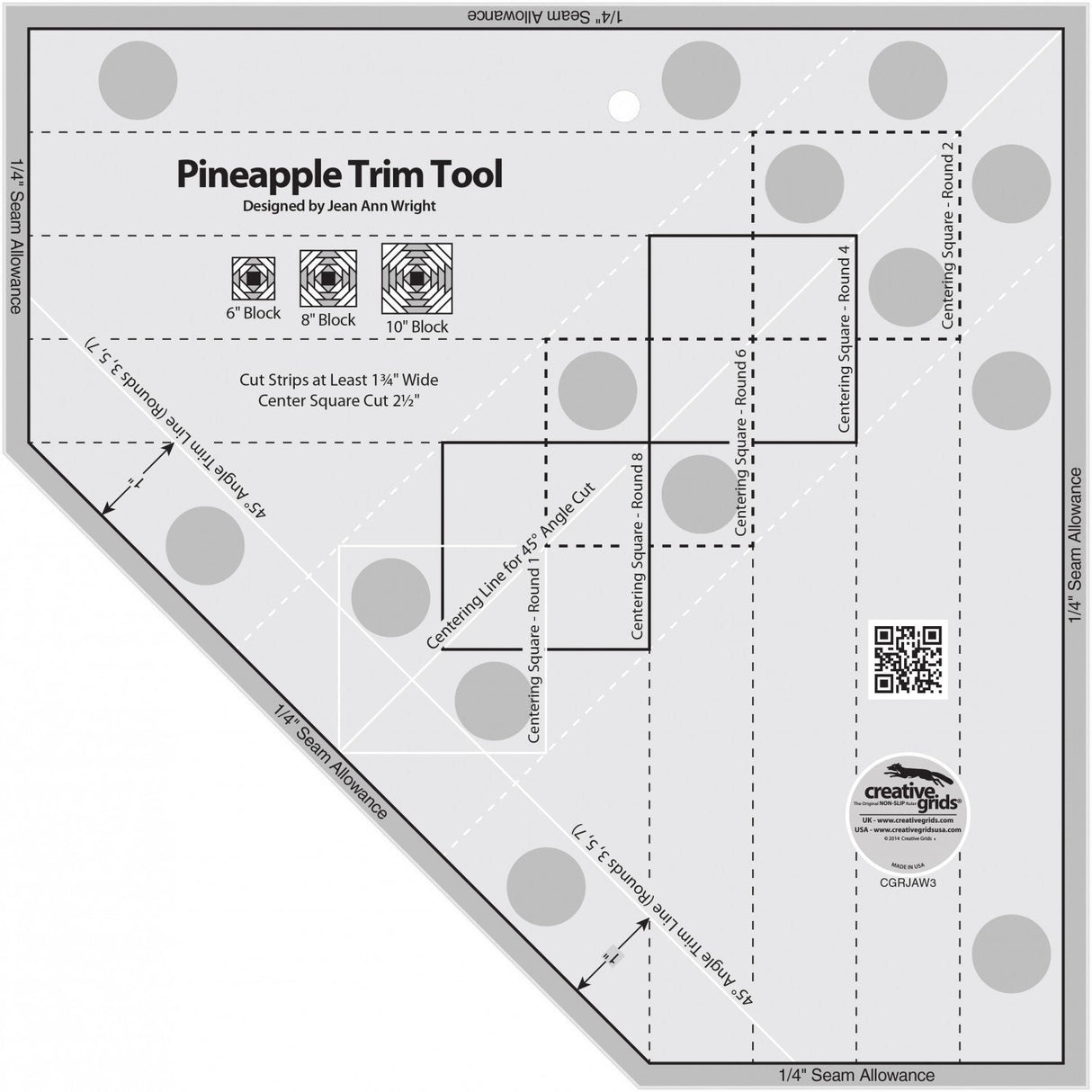 Creative Grids Pineapple Trim Tool for 6, 8 or 10in Finished Blocks # CGRJAW3 ***ships for free***