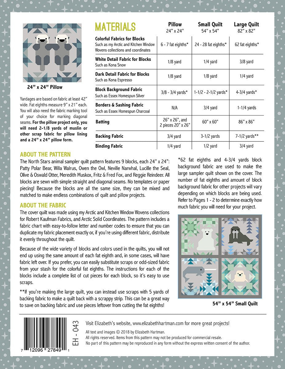North Stars Quilt Pattern by Elizabeth Hartman EH043