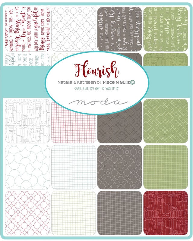 Flourish Mini Charm By Natalia and Kathleen for Moda Fabrics includes 42 - 2.5 inch squares