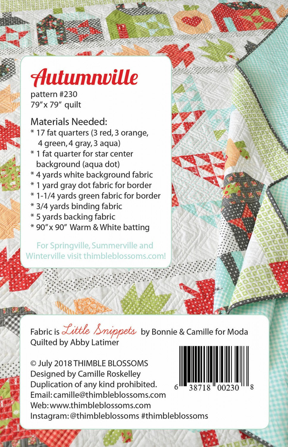 Autumnville Thimble Blossoms Pattern TBL230