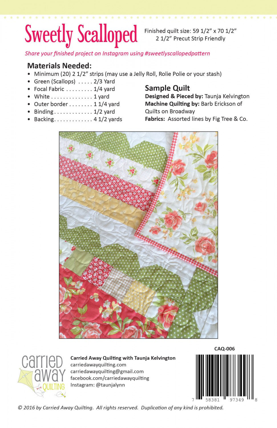 Sweetly Scalloped Quilt Pattern by Carried Away Quilting CAQ-006