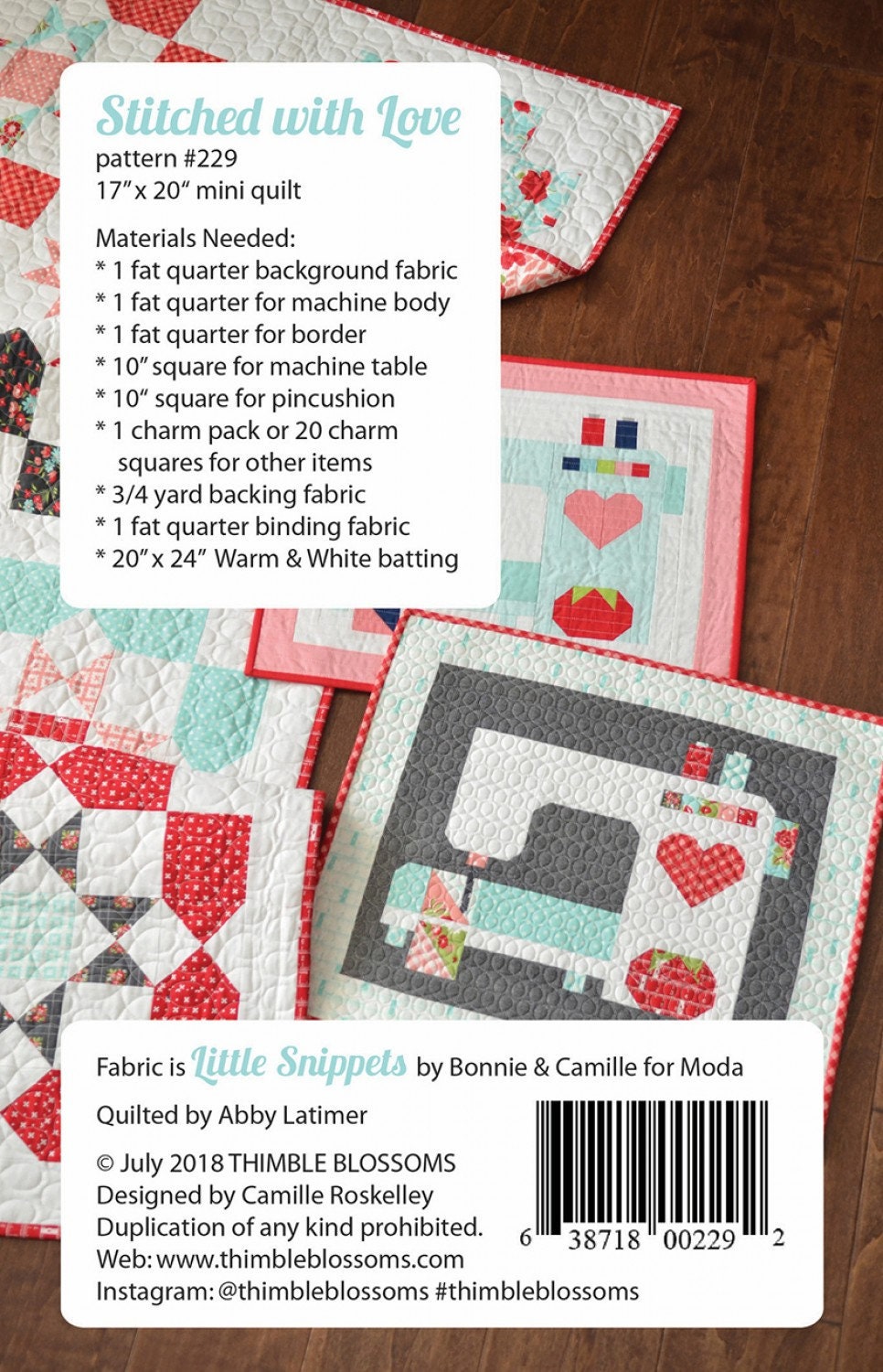 Stitched With Love Pattern Thimble Blossoms TBL229